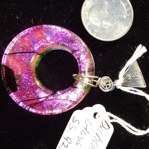 Handcrafted .925 Dichroic Glass Pendant - Picture 4 of 8